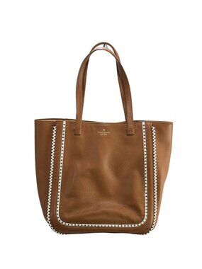 KATE SPADE New York Sheffield Dorma Brown Leather Tote White/Black Trim Detail